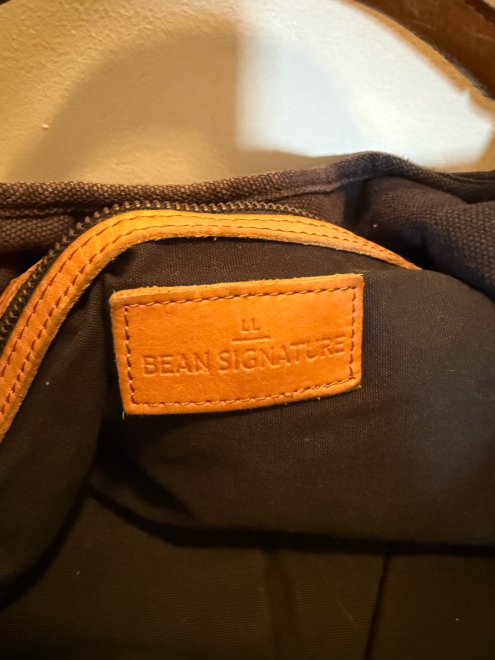 LL Bean Canvas Hobo Shoulder Bag with Leather Trim - Navy - Picture 8 of 8